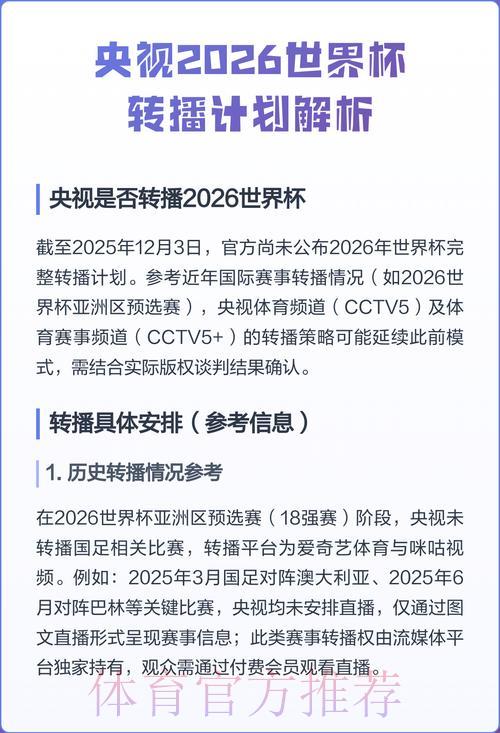 2026年世界杯最新直播平台全面盘点